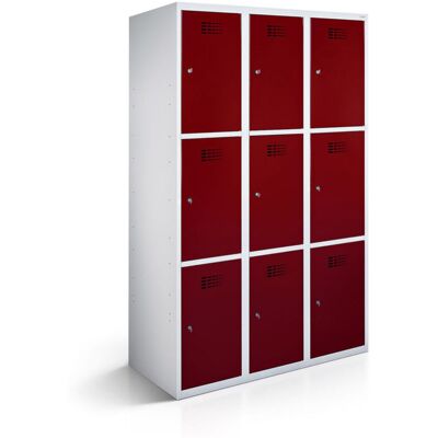 rotstahl Fächerschrank 9 Fächer mit lichtgrauem Korpus; 120x50x180 cm (BxTxH); bordeaux rotstahl Fächerschrank 9 Fächer mit lichtgrauem Korpus; 120x50x180 cm (BxTxH); bordeaux