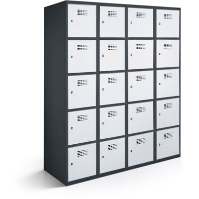 rotstahl Fächerschrank 20 Fächer mit anthrazitgrauem Korpus; 120x50x180 cm (BxTxH); hellgrau rotstahl Fächerschrank 20 Fächer mit anthrazitgrauem Korpus; 120x50x180 cm (BxTxH); hellgrau