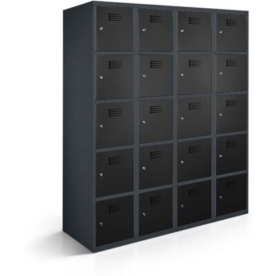 rotstahl Fächerschrank 20 Fächer mit anthrazitgrauem Korpus; 120x50x180 cm (BxTxH); schwarz rotstahl Fächerschrank 20 Fächer mit anthrazitgrauem Korpus; 120x50x180 cm (BxTxH); schwarz