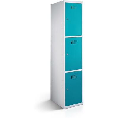 rotstahl Fächerschrank 3 Fächer mit lichtgrauem Korpus; 30x50x180 cm (BxTxH); türkis rotstahl Fächerschrank 3 Fächer mit lichtgrauem Korpus; 30x50x180 cm (BxTxH); türkis