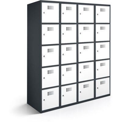 rotstahl Fächerschrank 20 Fächer mit anthrazitgrauem Korpus; 120x50x180 cm (BxTxH); weiß rotstahl Fächerschrank 20 Fächer mit anthrazitgrauem Korpus; 120x50x180 cm (BxTxH); weiß