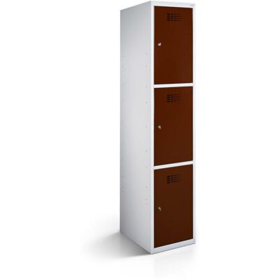rotstahl Fächerschrank 3 Fächer mit lichtgrauem Korpus; 30x50x180 cm (BxTxH); mahagoni rotstahl Fächerschrank 3 Fächer mit lichtgrauem Korpus; 30x50x180 cm (BxTxH); mahagoni