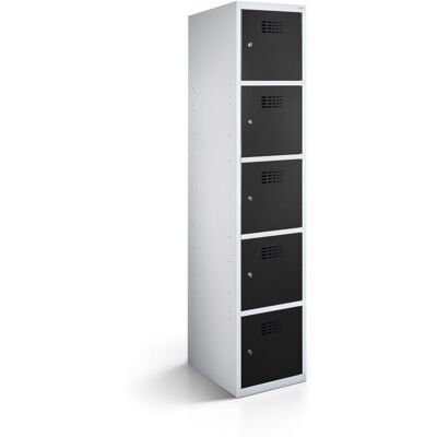 rotstahl Fächerschrank 5 Fächer mit lichtgrauem Korpus; 40x50x180 cm (BxTxH); schwarz rotstahl Fächerschrank 5 Fächer mit lichtgrauem Korpus; 40x50x180 cm (BxTxH); schwarz