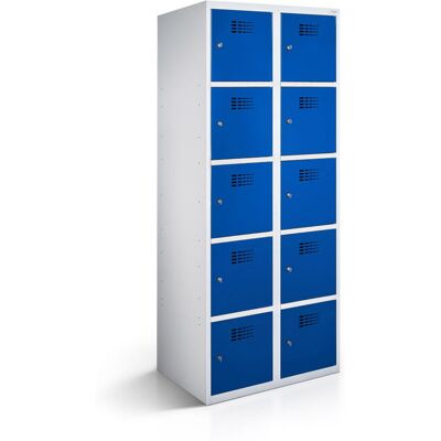 rotstahl Fächerschrank 10 Fächer mit lichtgrauem Korpus; 60x50x180 cm (BxTxH); dunkelblau rotstahl Fächerschrank 10 Fächer mit lichtgrauem Korpus; 60x50x180 cm (BxTxH); dunkelblau