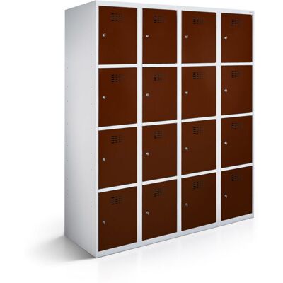 rotstahl Fächerschrank 16 Fächer mit lichtgrauem Korpus; 120x50x180 cm (BxTxH); mahagoni rotstahl Fächerschrank 16 Fächer mit lichtgrauem Korpus; 120x50x180 cm (BxTxH); mahagoni