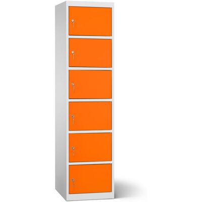 rotstahl Akku-Ladeschrank 6 Fächer mit lichtgrauem Korpus; 45x180 cm (BxH); orange rotstahl Akku-Ladeschrank 6 Fächer mit lichtgrauem Korpus; 45x180 cm (BxH); orange