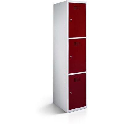 rotstahl Fächerschrank 3 Fächer mit lichtgrauem Korpus; 40x50x180 cm (BxTxH); bordeaux rotstahl Fächerschrank 3 Fächer mit lichtgrauem Korpus; 40x50x180 cm (BxTxH); bordeaux