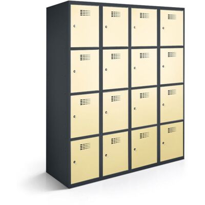 rotstahl Fächerschrank 16 Fächer mit anthrazitgrauem Korpus; 120x50x180 cm (BxTxH); elfenbein rotstahl Fächerschrank 16 Fächer mit anthrazitgrauem Korpus; 120x50x180 cm (BxTxH); elfenbein