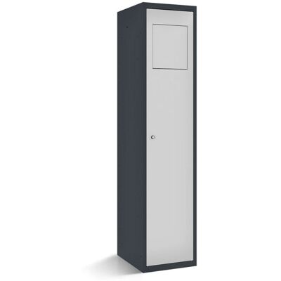rotstahl Wäschesammelschrank mit Einwurfklappe mit anthrazitgrauem Korpus; 40x50x180 cm (BxTxH); hellgrau rotstahl Wäschesammelschrank mit Einwurfklappe mit anthrazitgrauem Korpus; 40x50x180 cm (BxTxH); hellgrau