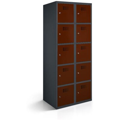 rotstahl Fächerschrank 10 Fächer mit anthrazitgrauem Korpus; 80x50x180 cm (BxTxH); mahagoni rotstahl Fächerschrank 10 Fächer mit anthrazitgrauem Korpus; 80x50x180 cm (BxTxH); mahagoni