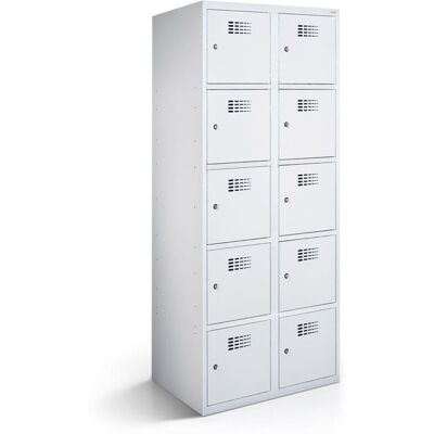 rotstahl Fächerschrank 10 Fächer mit lichtgrauem Korpus; 60x50x180 cm (BxTxH); hellgrau rotstahl Fächerschrank 10 Fächer mit lichtgrauem Korpus; 60x50x180 cm (BxTxH); hellgrau