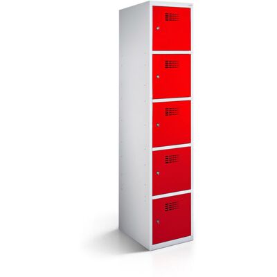 rotstahl Fächerschrank 5 Fächer mit lichtgrauem Korpus; 40x50x180 cm (BxTxH); rot rotstahl Fächerschrank 5 Fächer mit lichtgrauem Korpus; 40x50x180 cm (BxTxH); rot