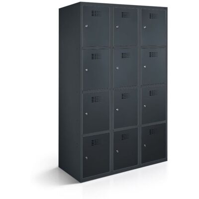 rotstahl Fächerschrank 12 Fächer 3x4 mit anthrazitgrauem Korpus; 120x50x180 cm (BxTxH); anthrazit rotstahl Fächerschrank 12 Fächer 3x4 mit anthrazitgrauem Korpus; 120x50x180 cm (BxTxH); anthrazit
