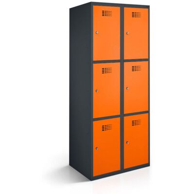 rotstahl Fächerschrank 6 Fächer mit anthrazitgrauem Korpus; 60x50x180 cm (BxTxH); orange rotstahl Fächerschrank 6 Fächer mit anthrazitgrauem Korpus; 60x50x180 cm (BxTxH); orange