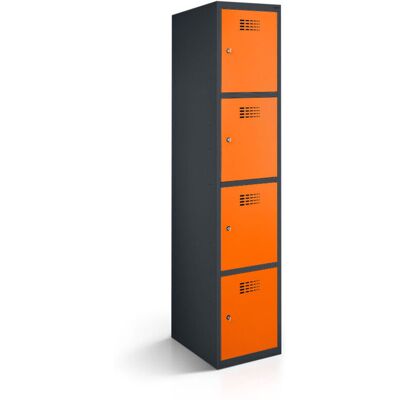 rotstahl Fächerschrank 4 Fächer mit anthrazitgrauem Korpus; 30x50x180 cm (BxTxH); orange rotstahl Fächerschrank 4 Fächer mit anthrazitgrauem Korpus; 30x50x180 cm (BxTxH); orange