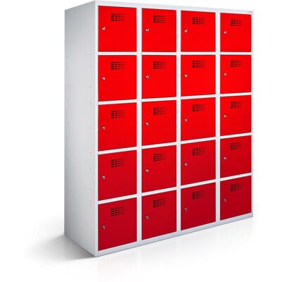 rotstahl Fächerschrank 20 Fächer mit lichtgrauem Korpus; 120x50x180 cm (BxTxH); rot rotstahl Fächerschrank 20 Fächer mit lichtgrauem Korpus; 120x50x180 cm (BxTxH); rot
