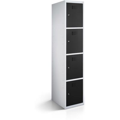 rotstahl Fächerschrank 4 Fächer mit lichtgrauem Korpus; 40x50x180 cm (BxTxH); schwarz rotstahl Fächerschrank 4 Fächer mit lichtgrauem Korpus; 40x50x180 cm (BxTxH); schwarz