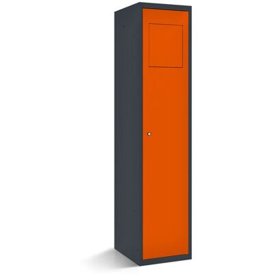 rotstahl Wäschesammelschrank mit Einwurfklappe mit anthrazitgrauem Korpus; 40x50x180 cm (BxTxH); orange rotstahl Wäschesammelschrank mit Einwurfklappe mit anthrazitgrauem Korpus; 40x50x180 cm (BxTxH); orange