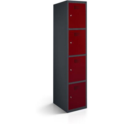 rotstahl Fächerschrank 4 Fächer mit anthrazitgrauem Korpus; 30x50x180 cm (BxTxH); bordeaux rotstahl Fächerschrank 4 Fächer mit anthrazitgrauem Korpus; 30x50x180 cm (BxTxH); bordeaux