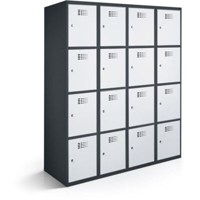 rotstahl Fächerschrank 16 Fächer mit anthrazitgrauem Korpus; 120x50x180 cm (BxTxH); hellgrau rotstahl Fächerschrank 16 Fächer mit anthrazitgrauem Korpus; 120x50x180 cm (BxTxH); hellgrau