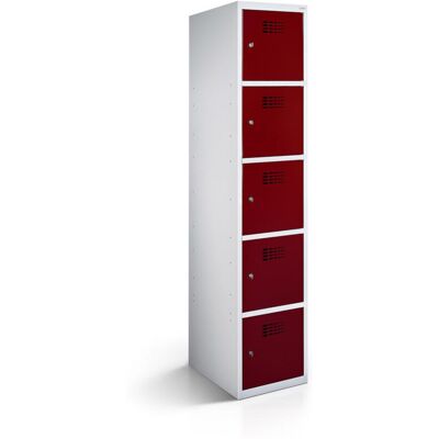 rotstahl Fächerschrank 5 Fächer mit lichtgrauem Korpus; 40x50x180 cm (BxTxH); bordeaux rotstahl Fächerschrank 5 Fächer mit lichtgrauem Korpus; 40x50x180 cm (BxTxH); bordeaux