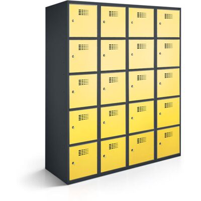 rotstahl Fächerschrank 20 Fächer mit anthrazitgrauem Korpus; 120x50x180 cm (BxTxH); gelb rotstahl Fächerschrank 20 Fächer mit anthrazitgrauem Korpus; 120x50x180 cm (BxTxH); gelb