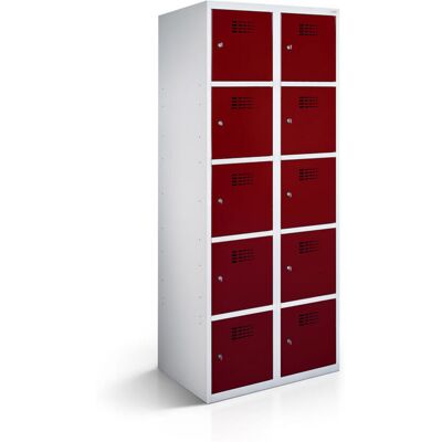 rotstahl Fächerschrank 10 Fächer mit lichtgrauem Korpus; 60x50x180 cm (BxTxH); bordeaux rotstahl Fächerschrank 10 Fächer mit lichtgrauem Korpus; 60x50x180 cm (BxTxH); bordeaux