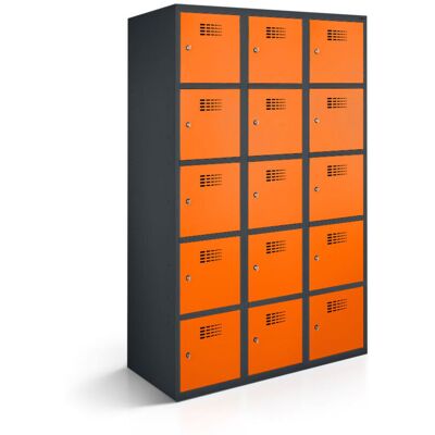 rotstahl Fächerschrank 15 Fächer mit anthrazitgrauem Korpus; 120x50x180 cm (BxTxH); orange rotstahl Fächerschrank 15 Fächer mit anthrazitgrauem Korpus; 120x50x180 cm (BxTxH); orange