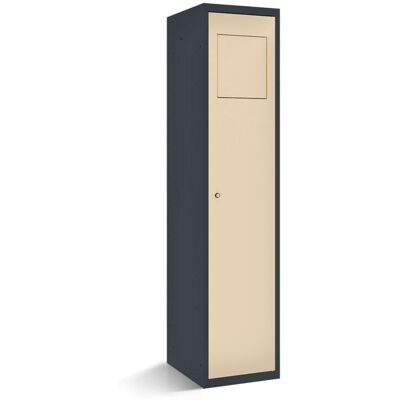 rotstahl Wäschesammelschrank mit Einwurfklappe mit anthrazitgrauem Korpus; 40x50x180 cm (BxTxH); elfenbein rotstahl Wäschesammelschrank mit Einwurfklappe mit anthrazitgrauem Korpus; 40x50x180 cm (BxTxH); elfenbein