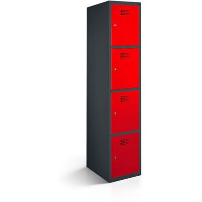 rotstahl Fächerschrank 4 Fächer mit anthrazitgrauem Korpus; 30x50x180 cm (BxTxH); rot rotstahl Fächerschrank 4 Fächer mit anthrazitgrauem Korpus; 30x50x180 cm (BxTxH); rot