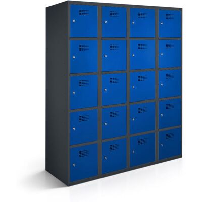 rotstahl Fächerschrank 20 Fächer mit anthrazitgrauem Korpus; 120x50x180 cm (BxTxH); dunkelblau rotstahl Fächerschrank 20 Fächer mit anthrazitgrauem Korpus; 120x50x180 cm (BxTxH); dunkelblau