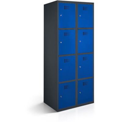 rotstahl Fächerschrank 8 Fächer mit anthrazitgrauem Korpus; 60x50x180 cm (BxTxH); dunkelblau rotstahl Fächerschrank 8 Fächer mit anthrazitgrauem Korpus; 60x50x180 cm (BxTxH); dunkelblau