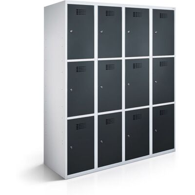 rotstahl Fächerschrank 12 Fächer 4x3 mit lichtgrauem Korpus; 120x50x180 cm (BxTxH); anthrazit rotstahl Fächerschrank 12 Fächer 4x3 mit lichtgrauem Korpus; 120x50x180 cm (BxTxH); anthrazit