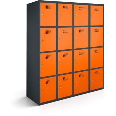 rotstahl Fächerschrank 16 Fächer mit anthrazitgrauem Korpus; 120x50x180 cm (BxTxH); orange rotstahl Fächerschrank 16 Fächer mit anthrazitgrauem Korpus; 120x50x180 cm (BxTxH); orange