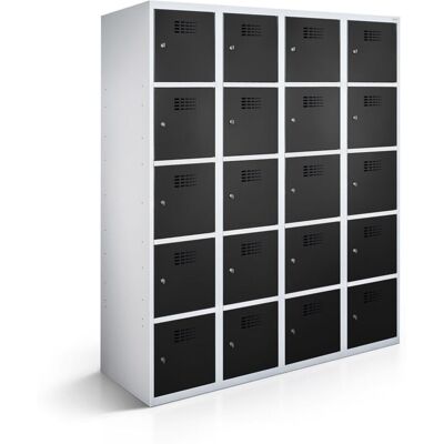 rotstahl Fächerschrank 20 Fächer mit lichtgrauem Korpus; 120x50x180 cm (BxTxH); schwarz rotstahl Fächerschrank 20 Fächer mit lichtgrauem Korpus; 120x50x180 cm (BxTxH); schwarz