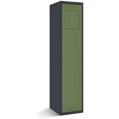 rotstahl Wäschesammelschrank mit Einwurfklappe mit anthrazitgrauem Korpus; 40x50x180 cm (BxTxH); hellgrün rotstahl Wäschesammelschrank mit Einwurfklappe mit anthrazitgrauem Korpus; 40x50x180 cm (BxTxH); hellgrün