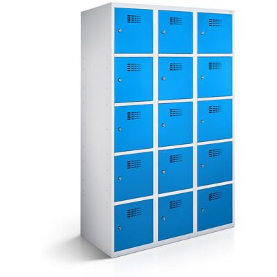 rotstahl Fächerschrank 15 Fächer mit lichtgrauem Korpus; 90x50x180 cm (BxTxH); blau rotstahl Fächerschrank 15 Fächer mit lichtgrauem Korpus; 90x50x180 cm (BxTxH); blau