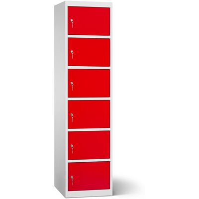 rotstahl Akku-Ladeschrank 6 Fächer mit lichtgrauem Korpus; 45x180 cm (BxH); rot rotstahl Akku-Ladeschrank 6 Fächer mit lichtgrauem Korpus; 45x180 cm (BxH); rot
