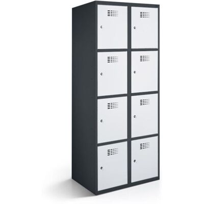 rotstahl Fächerschrank 8 Fächer mit anthrazitgrauem Korpus; 60x50x180 cm (BxTxH); hellgrau rotstahl Fächerschrank 8 Fächer mit anthrazitgrauem Korpus; 60x50x180 cm (BxTxH); hellgrau