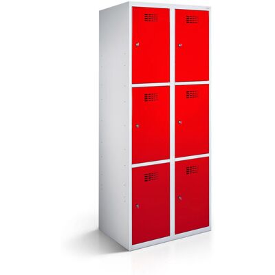 rotstahl Fächerschrank 6 Fächer mit lichtgrauem Korpus; 60x50x180 cm (BxTxH); rot rotstahl Fächerschrank 6 Fächer mit lichtgrauem Korpus; 60x50x180 cm (BxTxH); rot