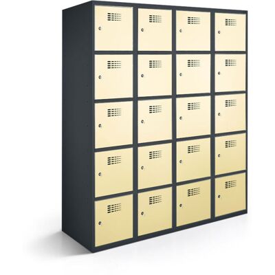 rotstahl Fächerschrank 20 Fächer mit anthrazitgrauem Korpus; 120x50x180 cm (BxTxH); elfenbein rotstahl Fächerschrank 20 Fächer mit anthrazitgrauem Korpus; 120x50x180 cm (BxTxH); elfenbein