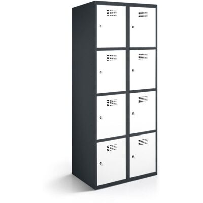 rotstahl Fächerschrank 8 Fächer mit anthrazitgrauem Korpus; 80x50x180 cm (BxTxH); weiß rotstahl Fächerschrank 8 Fächer mit anthrazitgrauem Korpus; 80x50x180 cm (BxTxH); weiß