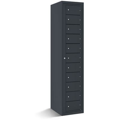 rotstahl Fächerschrank mit Zentraltür 11 Fächer mit anthrazitgrauem Korpus; 40x50x180 cm (BxTxH); anthrazit rotstahl Fächerschrank mit Zentraltür 11 Fächer mit anthrazitgrauem Korpus; 40x50x180 cm (BxTxH); anthrazit