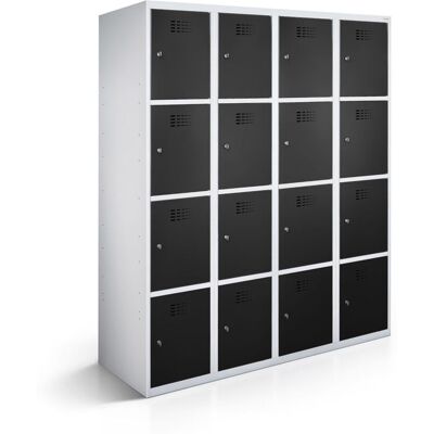 rotstahl Fächerschrank 16 Fächer mit lichtgrauem Korpus; 120x50x180 cm (BxTxH); schwarz rotstahl Fächerschrank 16 Fächer mit lichtgrauem Korpus; 120x50x180 cm (BxTxH); schwarz