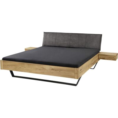 TPT Massivholzbett 'Bolle' mit Metallkufen und Polsterkopfteil, 140 x 200 cm, Wildeiche; 205x220x87 cm (BxLxH); natur TPT Massivholzbett 'Bolle' mit Metallkufen und Polsterkopfteil, 140 x 200 cm, Wildeiche; 205x220x87 cm (BxLxH); natur