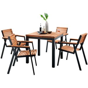 Rondo Gartenmöbel-Set 'Berrissimo', 5-teilig, 4 Sessel, 1 Tisch; 80x80x77 cm (BxTxH); Sitz braun, Gestell schwarz Rondo Gartenmöbel-Set 'Berrissimo', 5-teilig, 4 Sessel, 1 Tisch; 80x80x77 cm (BxTxH); Sitz braun, Gestell schwarz