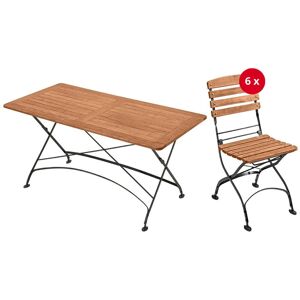 Rondo Gartenmöbel-Set 'Maja' 7-teilig,Tisch 160 x 80 cm, 6 Stühle; 160x80x73 cm (BxTxH); Sitz braun, Gestell schwarz Rondo Gartenmöbel-Set 'Maja' 7-teilig,Tisch 160 x 80 cm, 6 Stühle; 160x80x73 cm (BxTxH); Sitz braun, Gestell schwarz