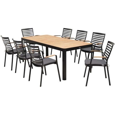 ScanCom Gartenmöbel-Set 'Portals' 8 Stühle, 1 Tisch 209 x 95, ecru; 209x95x75 cm (BxTxH); Sitz braun, Gestell schwarz ScanCom Gartenmöbel-Set 'Portals' 8 Stühle, 1 Tisch 209 x 95, ecru; 209x95x75 cm (BxTxH); Sitz braun, Gestell schwarz
