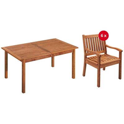 Rondo Gartenmöbel-Set 'Cansa' 7-teilig, 6 Sessel, 1 Tisch; 170x90x75 cm (BxTxH); Sitz braun, Gestell braun Rondo Gartenmöbel-Set 'Cansa' 7-teilig, 6 Sessel, 1 Tisch; 170x90x75 cm (BxTxH); Sitz braun, Gestell braun