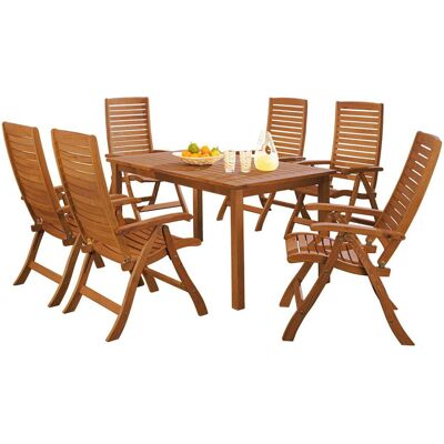 Rondo Gartenmöbel-Set 'Manja', 7-teilig, 6 Stühle, 1 Tisch 170/220 x 90 cm; 170x90x75 cm (BxTxH); Sitz braun, Gestell braun Rondo Gartenmöbel-Set 'Manja', 7-teilig, 6 Stühle, 1 Tisch 170/220 x 90 cm; 170x90x75 cm (BxTxH); Sitz braun, Gestell braun